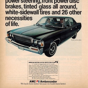 AMERICAN MOTORS AMBASSADOR | 1973 | Retro Ads | Vintage Car Ads | Automobilia | Vintage Ads | Holiday Gift Ideas | 1970s Ads | Free Shipping