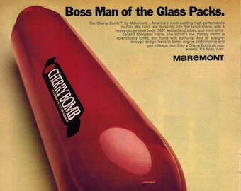 1972 CHERRY BOMB MUFFLERS glasspack original vintage advertisement high performance exhaust system muscle cars automotive parts ads garage
