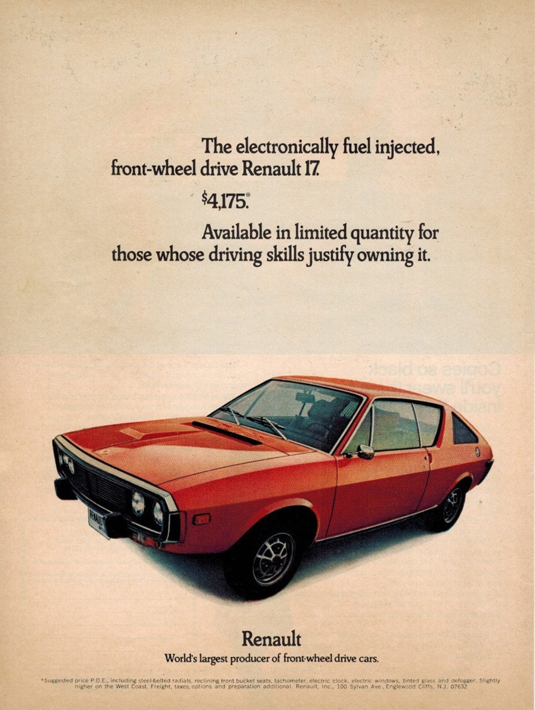 RENAULT 17 | 1973 | Retro Ads | Vintage Car Ads | French Cars