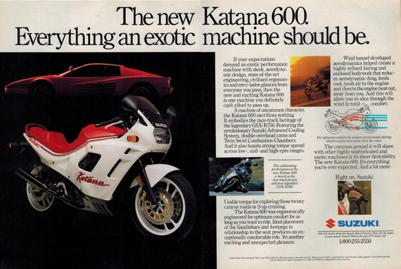 Anuncio retro de motocicleta SUZUKI KATANA katana 600 Anuncio retro de motocicleta SUZUKI KATANA
