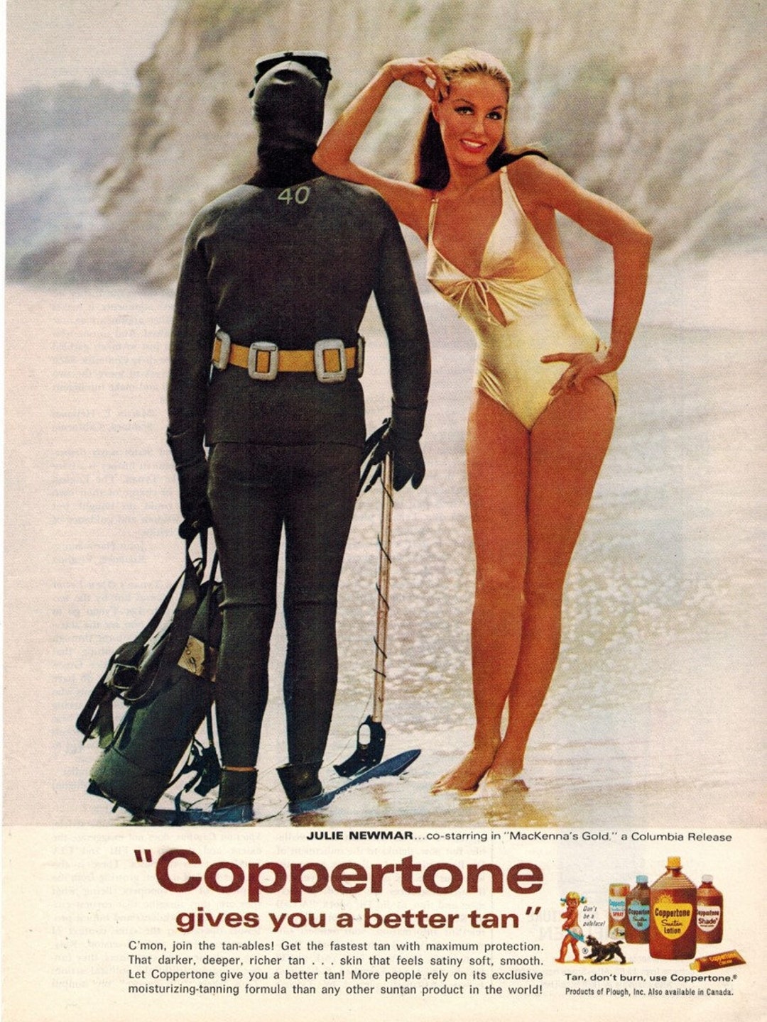 COPPERTONE SUNTAN LOTION 1968 Retro Ads Beaches Vintage Advertising Julie Newmar Cat Woman Gift