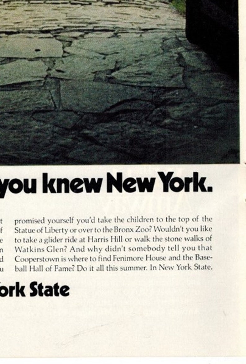 Free Shipping Included Retro Ads New York State Vintage Ads Vintage Travel Gift Ideas 1972 NY TRAVEL ADVERTISEMENT