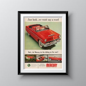 Vintage Mercury Monterey Car Advertisement 1953, Original & Authentic Retro Ads Automobilia, Holiday Gift Idea, 1950s Ads, Free Shipping