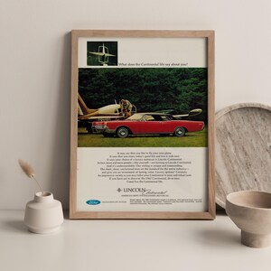 Vintage Lincoln Continental Car Advertisement 1967, Unique Gift Ideas for Guys for Birthday, Valentine&#39;s & Father&#39;s Day, Free Shipping