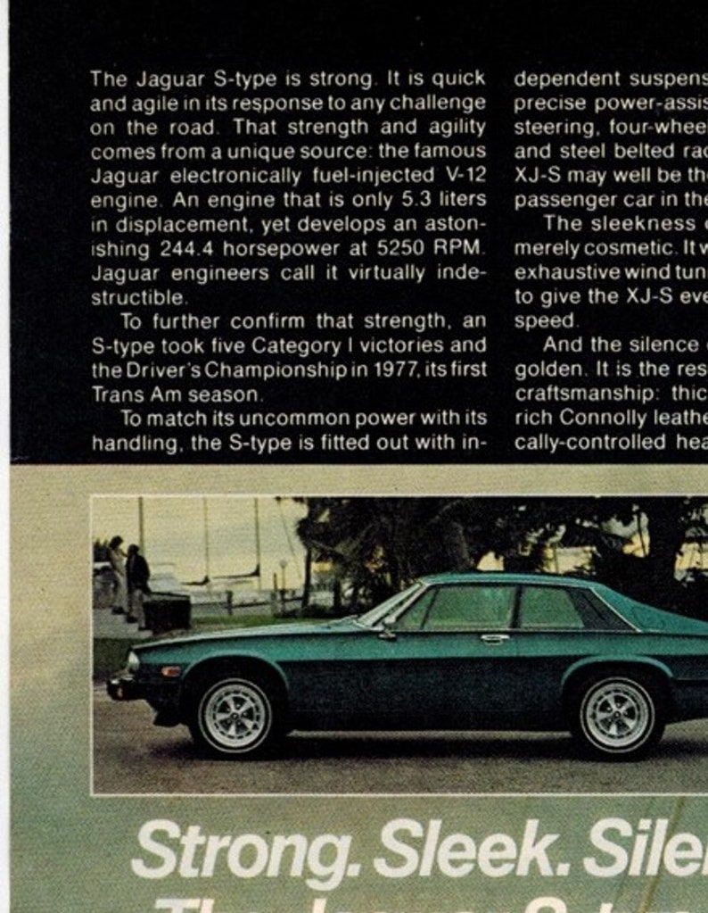 JAGUAR XJ-S Car Ad 1978 Vintage Advertisement | Etsy