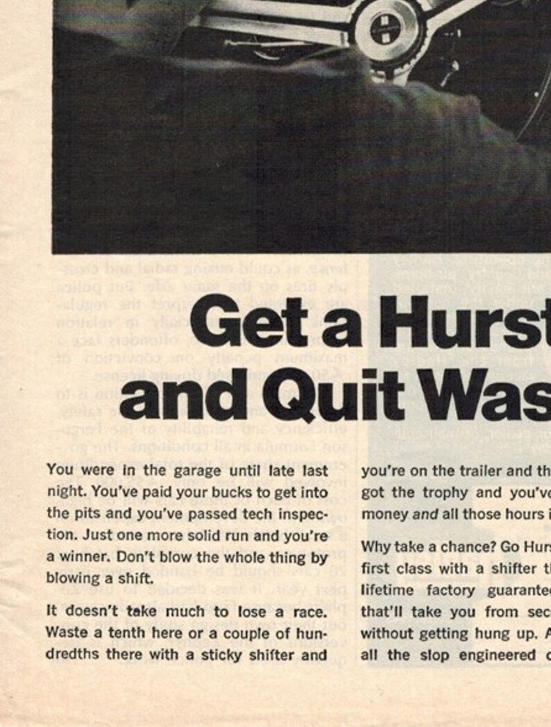 1968 Automobilia Free Shipping Included Retro Ads Muscle Cars 1960s HURST PERFORMANCE SHIFTER Vintage Car Ads Vintage Ads