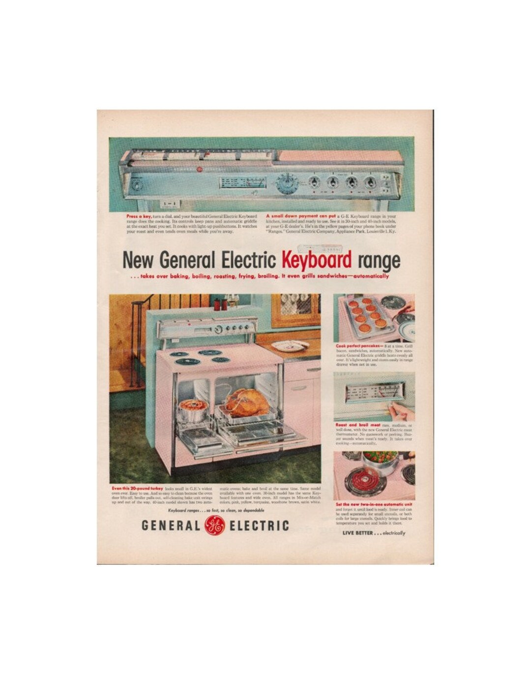 Vtg GE General Electric Kitchen Brochure Appliance Range Frige