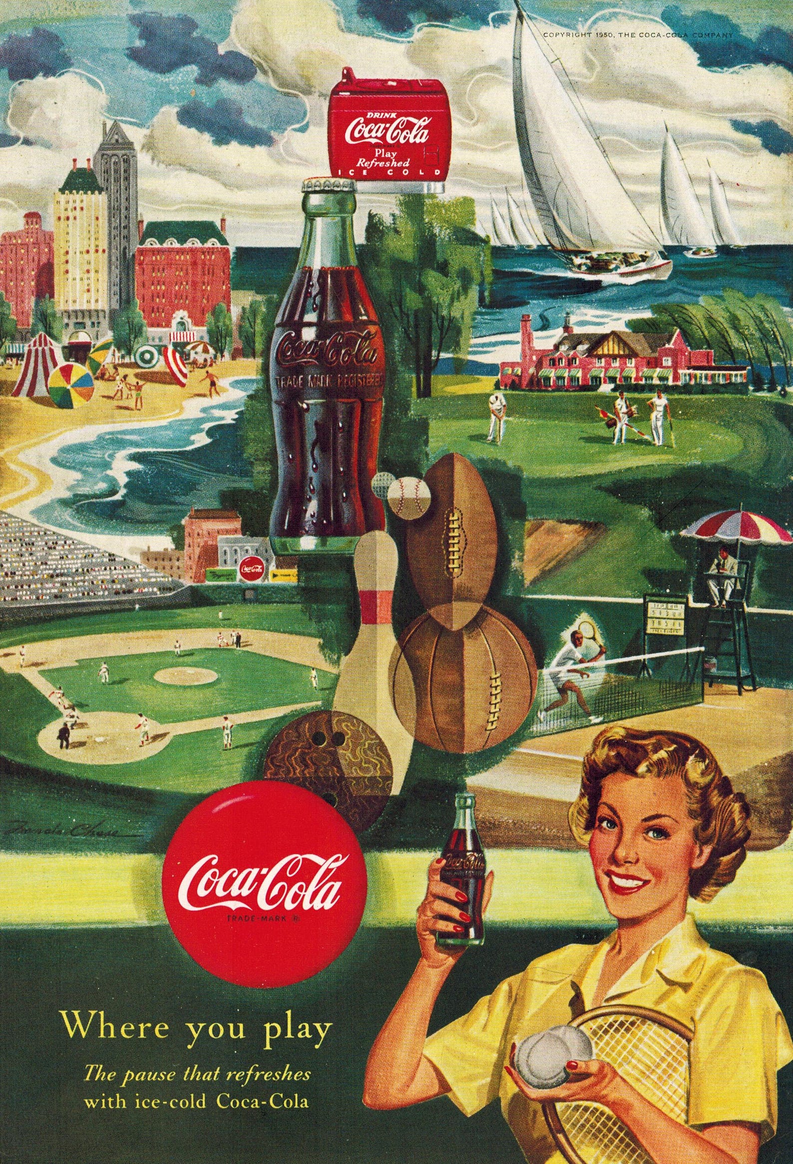 Coca-cola Vintage Advertisement 1950, Free Shipping, Mid Century Coke ...