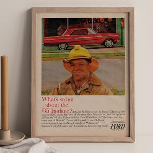 1965 Ford Fairlane 500 Original Vintage Ad – Mid-Century America USA – Classic Car Wall Art for Collectors & fans of retro US, Free Shipping