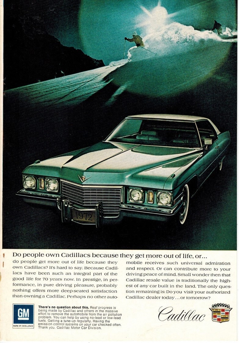 Original Advertisement Print Art Ad H69 1972 Cadillac Sedan 
