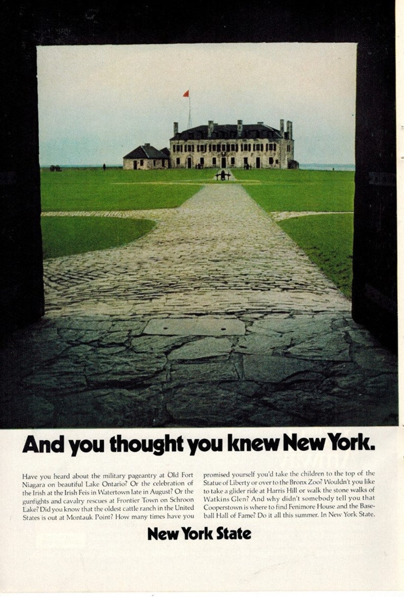 Free Shipping Included Retro Ads New York State Vintage Ads Vintage Travel Gift Ideas 1972 NY TRAVEL ADVERTISEMENT