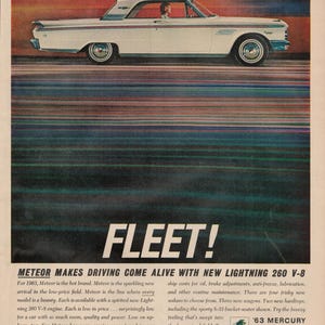 Original 1963 Mercury Meteor Ad – Classic Mid-Century Car Advertisement from Life Magazine, 10x13 Vintage Auto Art, Free Shipping
