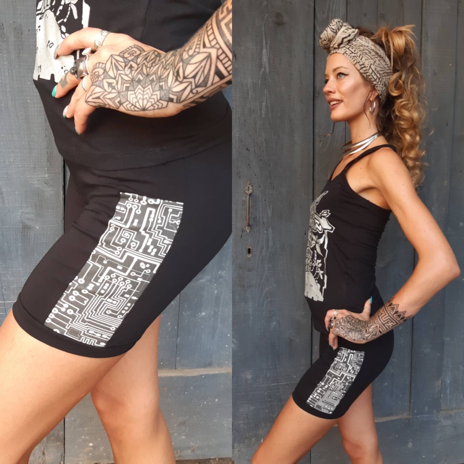 CIRCUIT BOARD Shorts Nero E Bianchi Pantaloncini Con | Etsy