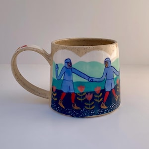 Défilé de chevaliers allant nager