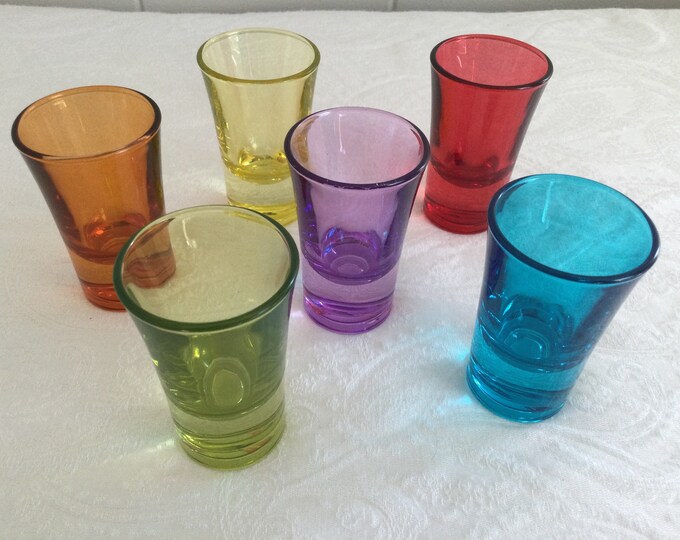 Set of Six 2oz. Tall Colored Shot Glassesoriginal Box Etsy