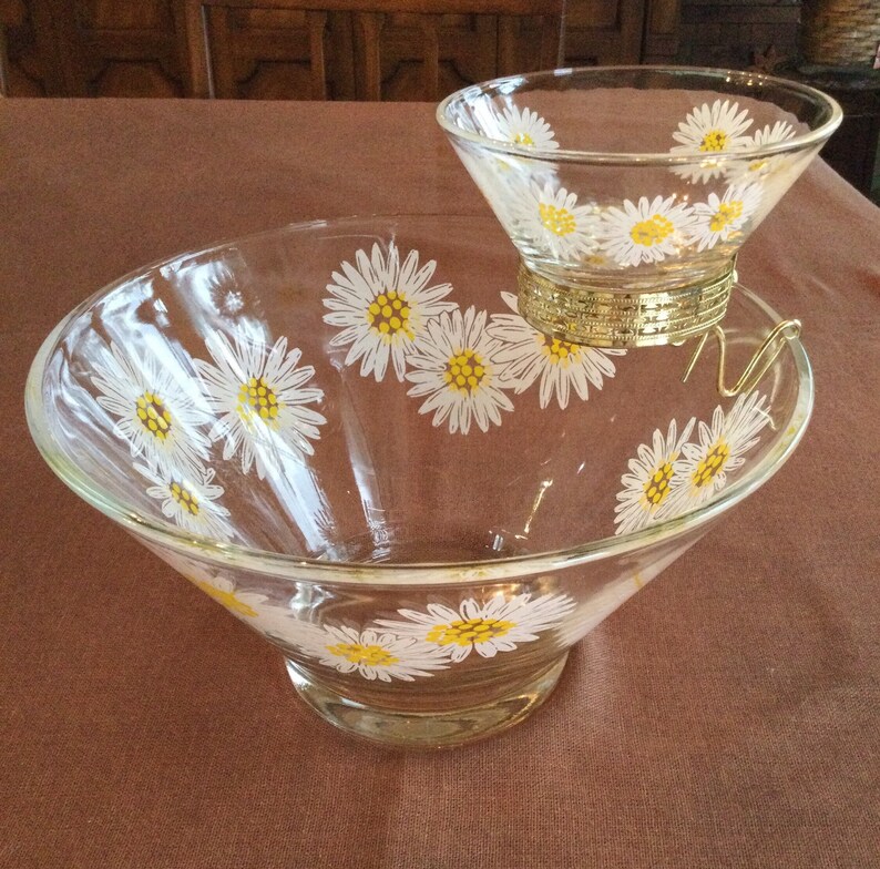Mid Century Culver Daisy Chip and Dip 3 Piece Set Etsy