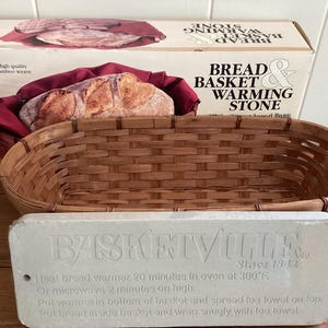 New Basketville Bread Basket & Warming Stone