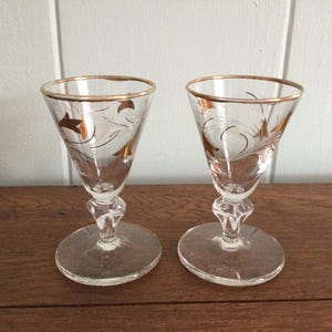 Vintage Gold Trim Cordial Shot Glasses