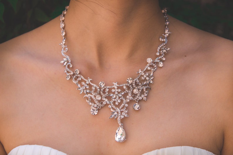 Vintage Bridal Jewelry Set Floral Wedding Necklace Set Etsy