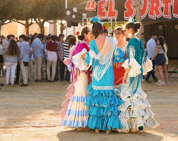 SENORITA GOSSIP. Spanish Print, Jerez Festival, Flamenco Dresses,Andalucia Picture, Photographic Print, Limited Edition.