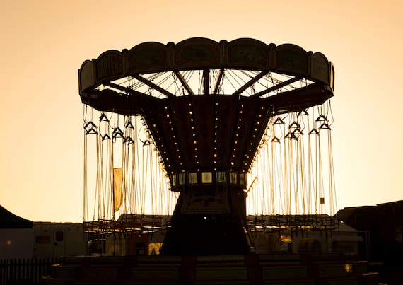 THE SILENT CAROUSEL. Silhouette, Carousel Print, Still Life, Dorset Art, Fairground Picture, Photographic Print.
