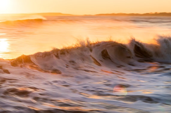 FIREWATER, Wave photography, Seascape Prints, Breaking Waves, Coastal Art, Sunset At Sea, Limited Edition Print