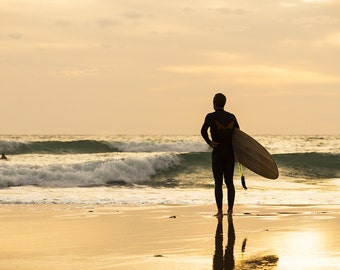 CONTEMPLATING. Surf print, Andalucia Picture, Surfing Art, Photographic Print, Golden Light