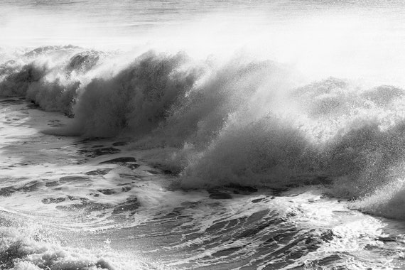 AVALANCHE, Breaking Waves, Wave Photography, Seascape Print, Black and White Print, Large wall Art
