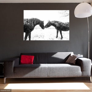 Horse print,Snow Horses, New Forest Ponies, Animal Prints, Dorset Prints, Equine Photography, Black Horses image 3