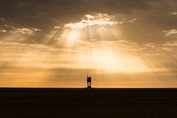 SUNBURST OVER TOWER. Beach Print, Fuerteventura, Canary Islands, Cloudscape, Limited Edition, Travel Photography