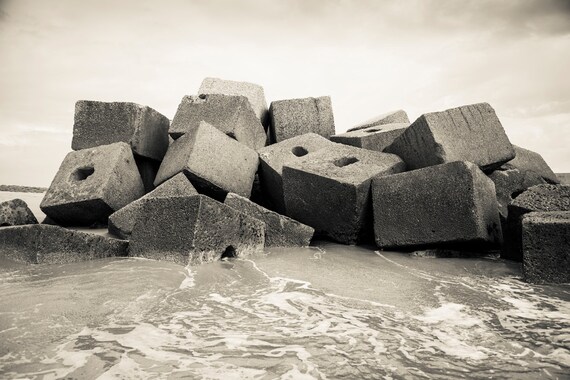 ROCKS. Black And White Print, Monochrome Print, Rocks On Beach, Spain, Photographic Print