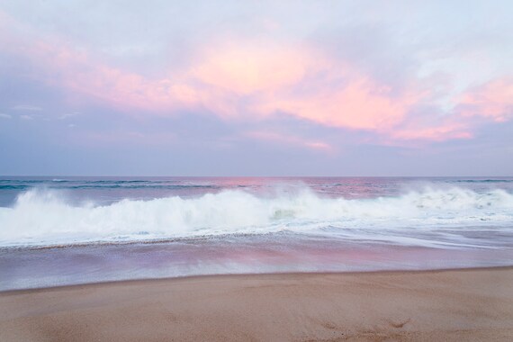 LILAC SUNRISE, Seascape Print, Beach Print, Breaking Waves, Hossegor Beach Print, Limited Edition Print, Large Print