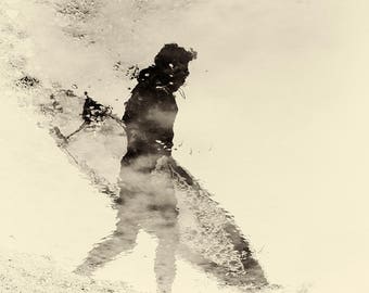 Surf Session, Surfing, Black and White, Boho, Decor, Wall Art Print