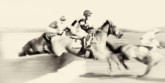Horse Racing Prints, "Day At The Races", Horse Prints, Equine Prints, Black and White Prints, Horse Jumping Art, Animal Prints.