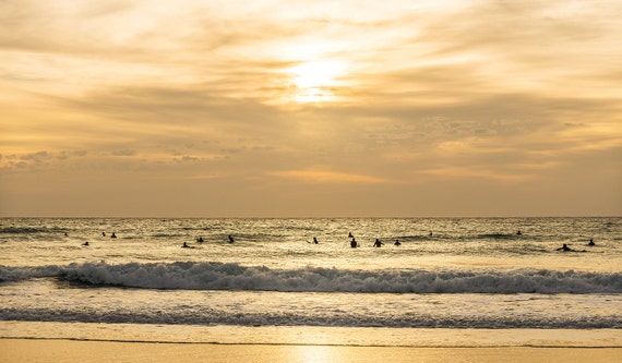 GOLDEN SURFERS. Surfing print, Seascape Print, Sunset Picture, Photographic Print, Travel Photography