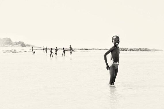 RIVER BOYS. African Boy Prints, South Africa, Black and White Print, Limited Edition, Large Print, Monochrome Travel Print, Large Wall Art