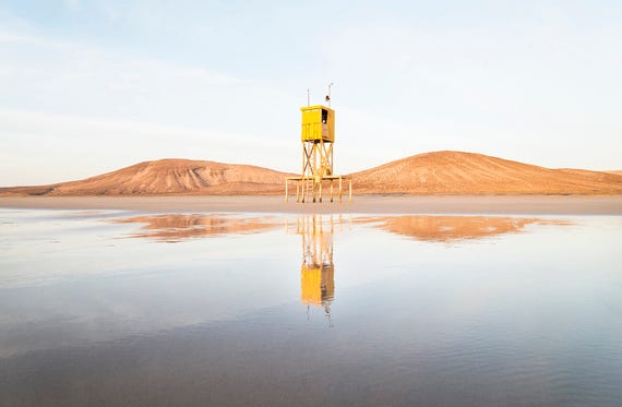 THE YELLOW TOWER. Beach Print, Fuerteventura, Coastal Picture, Travel Photography, Limited Edition Print