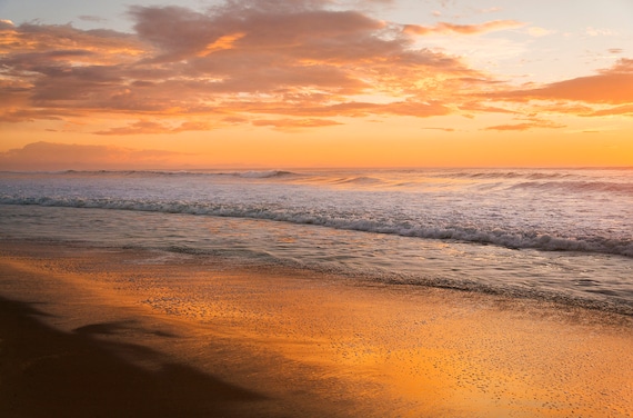 Golden Sunset, Golden Seascape, Sunset Beach, Limited Edition Print, Scenic Print, Beautiful Beach