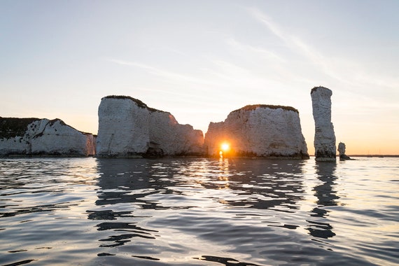 Old Harry Rocks, Dorset Prints, Seascape Print, Dorset Coastline, Sunset Print, Jurassic Coastline