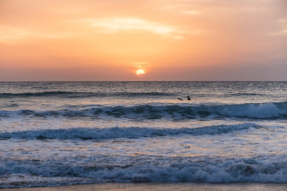 SOLITUDE AT SUNSET 2. Surfing Print, Sunset Picture, Spanish Sunset, Photographic Print,C Type Print