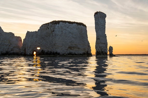 Old Harry Rocks 2, Dorset Prints, Seascape Print, Dorset Coastline, Sunset Print, Jurassic Coastline