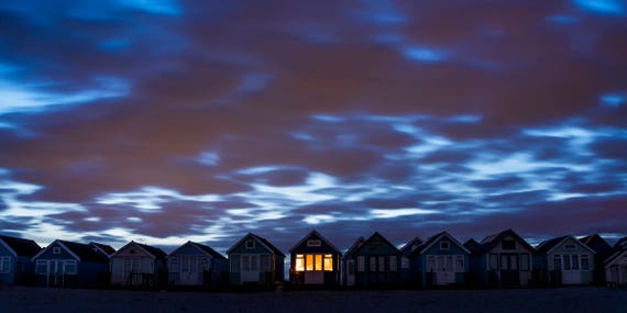 BEACH HUTS At Dusk, Fine Art Print