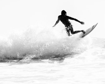 BLACK AND WHITE Surfing Print