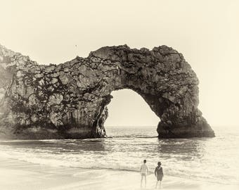 DURDLE DOOR BOYS. Dorset Print, Seascape Print, Beach Print, Durdle Door, Limited Edition