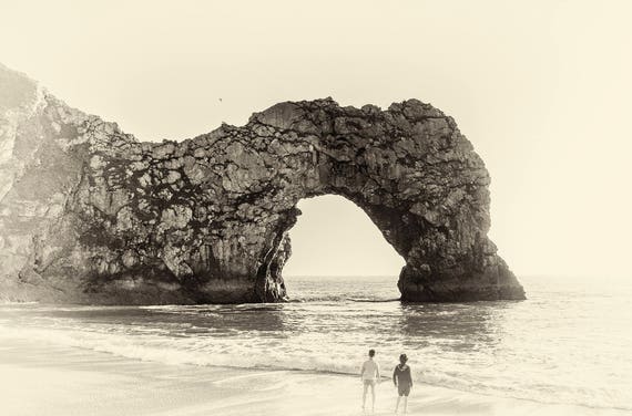 DURDLE DOOR BOYS. Dorset Print, Seascape Print, Beach Print, Durdle Door, Limited Edition