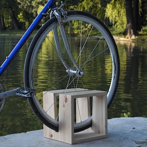 CUbe Bike Rack | Bike display | Bike holder | Bike Stand | Bike Floor Stand | Storage | Wooden Stand | Handmade | Gift for him | Wheel Stand