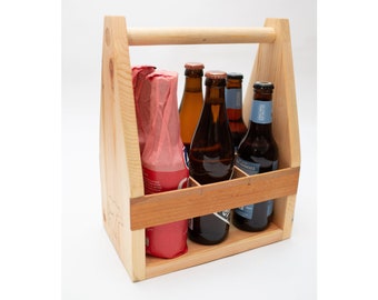 caddie de bière en bois | caisse à bière | six porte-bagages | tote de bière en bois | bois |laser gravé | cadeau | Conception