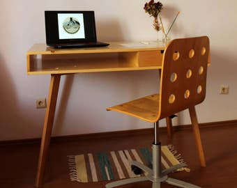 Büro|Wooden Desk|Laptop Desk|Home Desk|Office Writing Desk|Scandinavian Design|Drawer|Beech Wood|Spruce Wood|Table|Computer Desk