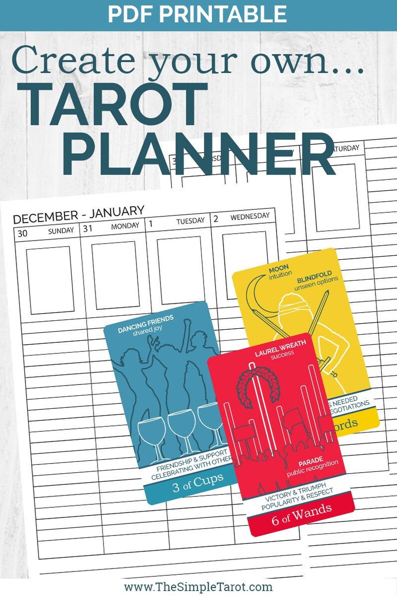 PDF Printable 2019 Weekly Tarot Planner with tarot spreads and day-to-day attracts in opposition to The Uncomplicated Tarot photograph regarding Printable Tarot Cards Pdf referred to as PDF Printable 2019 Weekly Tarot Planner with tarot spreads and each day attracts in opposition to The Straightforward Tarot