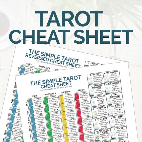 Tarot Cheat Sheet With Upright and Reversed Tarot Card - Etsy
